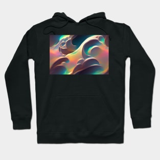 Smooth Iridescent Hologram Waves Hoodie